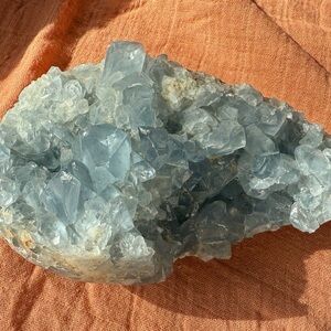Celestite Crystal Cluster 861 g Polished Base